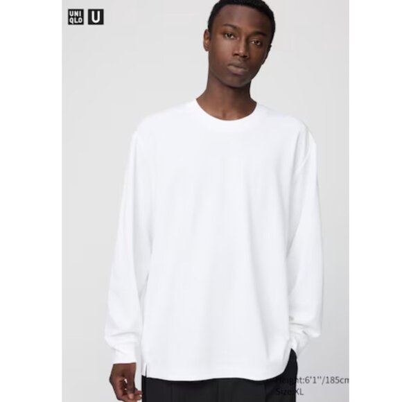 Uniqlo AIRism Cotton Blend Crew Neck Long Sleeve Tee T-Shirt M - Picture 1 of 9